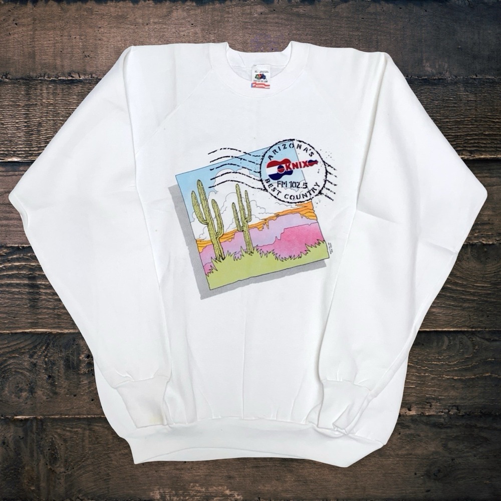 Vintage KNIX FM 102.5 Arizona's Best Country Sweatshirt USA Made XL White